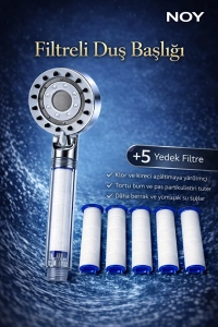 Filtreli Duş Başlığı 5 Yedek Filtre | Su Arıtmalı, Klor Ve Kireç Önleyici, Yüksek Basınçlı